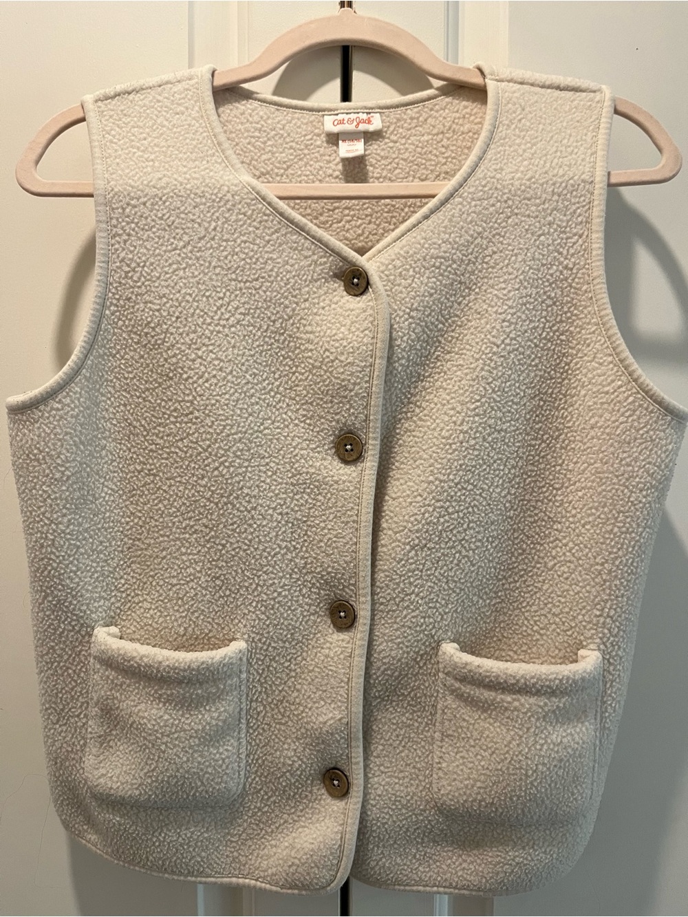 Cat & Jack Cream Sherpa Vest with Front Pockets